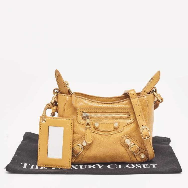 Pre Owned Balenciaga Mustard Leather Classic Hip Crossbody Bag