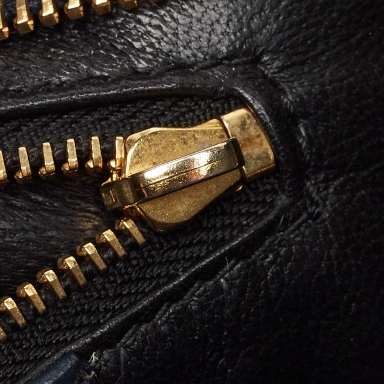 Pre Owned Balenciaga Navy Blue Python and Leather Mini Metallic Edge Classic City Bag