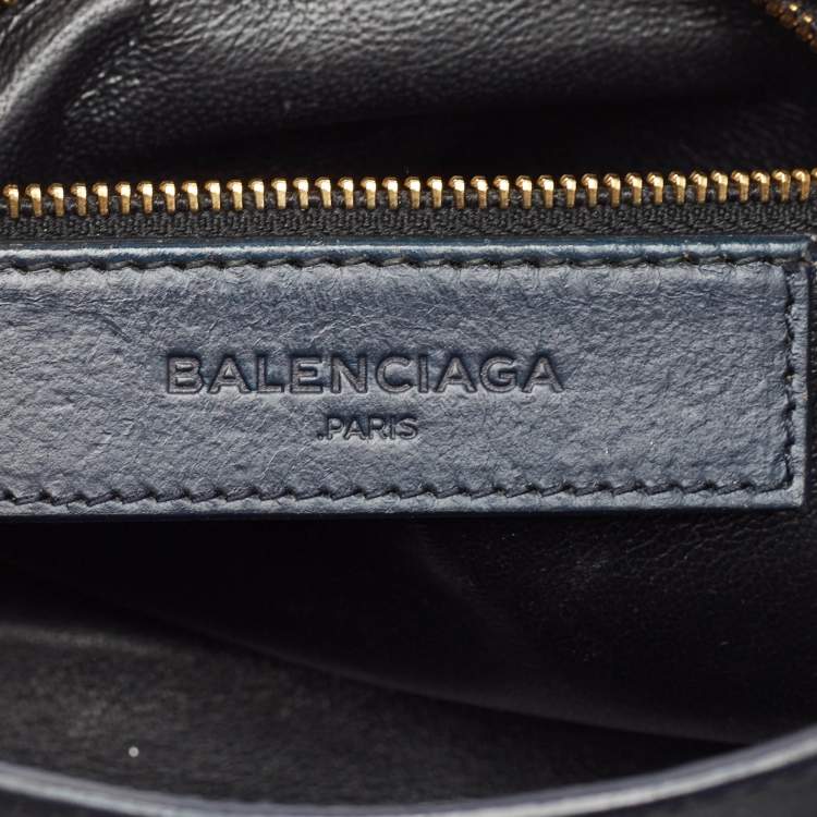 Pre Owned Balenciaga Navy Blue Python and Leather Mini Metallic Edge Classic City Bag