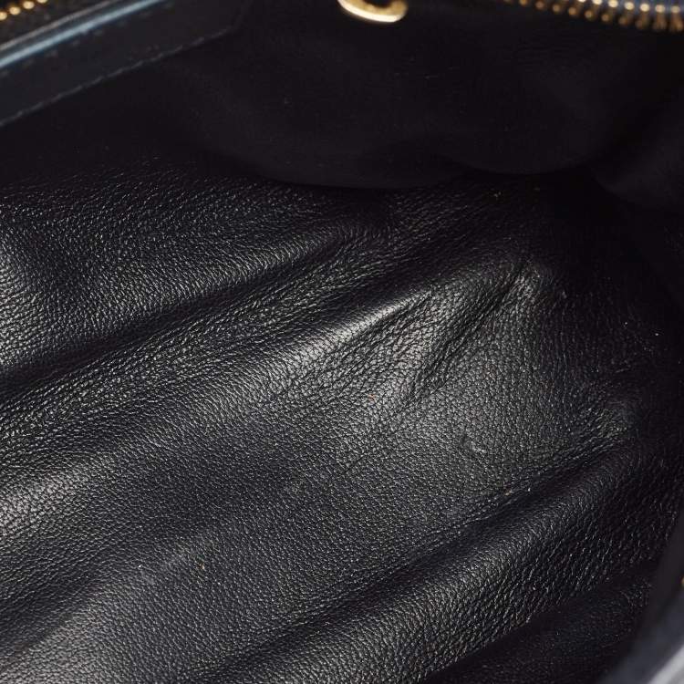 Pre Owned Balenciaga Navy Blue Python and Leather Mini Metallic Edge Classic City Bag