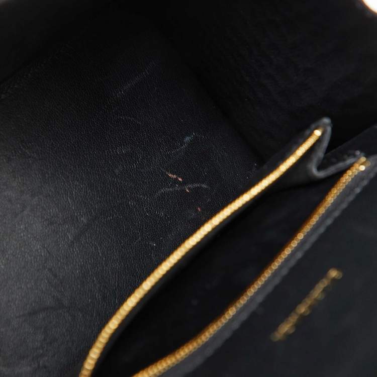 Pre Owned Balenciaga Black Croc Embossed Leather Small Hourglass Top Handle Bag