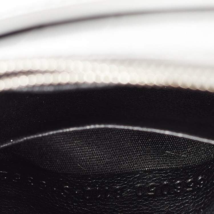 Pre Owned Balenciaga Silver Croc Embossed Leather Hourglass Wallet on Chain