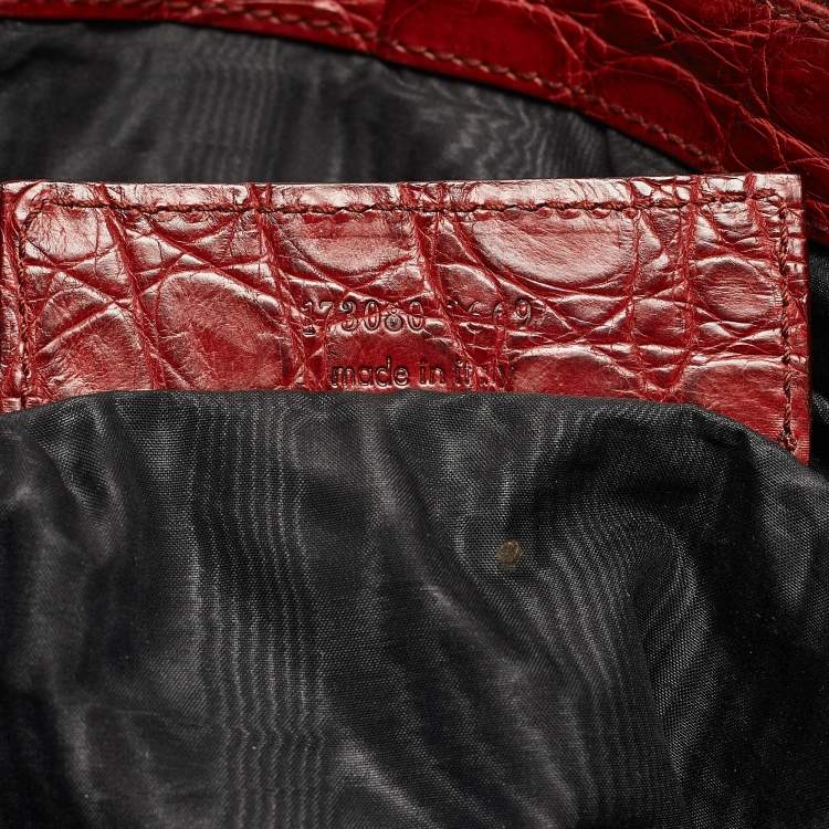 Pre Owned Balenciaga Red/Multicolor Woven Leather and Alligator GSH Work Bag