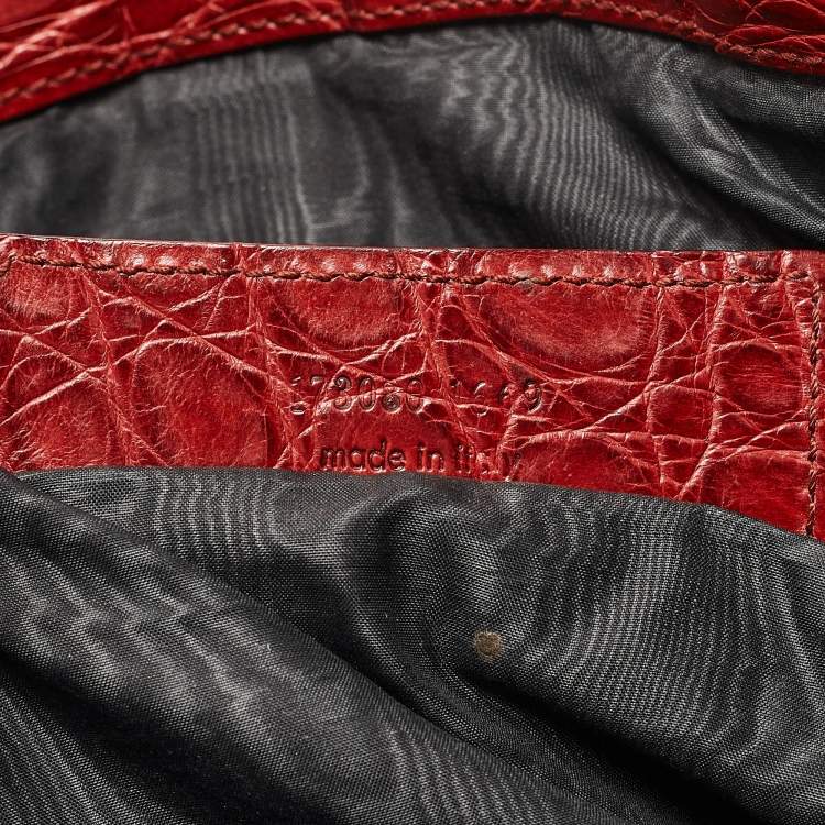 Pre Owned Balenciaga Red/Multicolor Woven Leather and Alligator GSH Work Bag