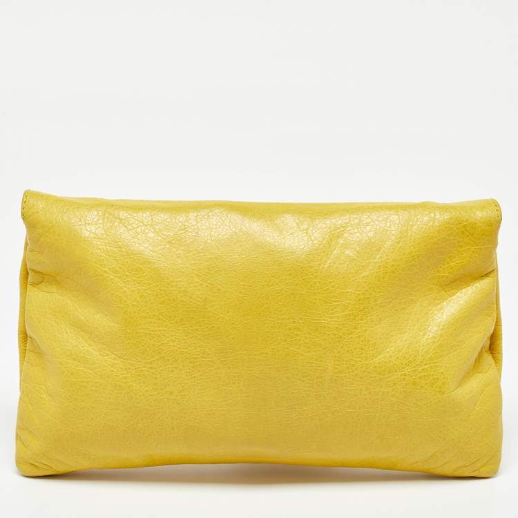 Pre Owned Balenciaga Yellow Leather RH Classic Envelope Clutch