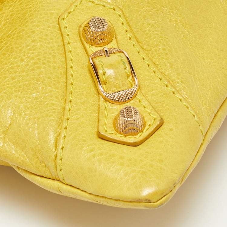 Pre Owned Balenciaga Yellow Leather RH Classic Envelope Clutch