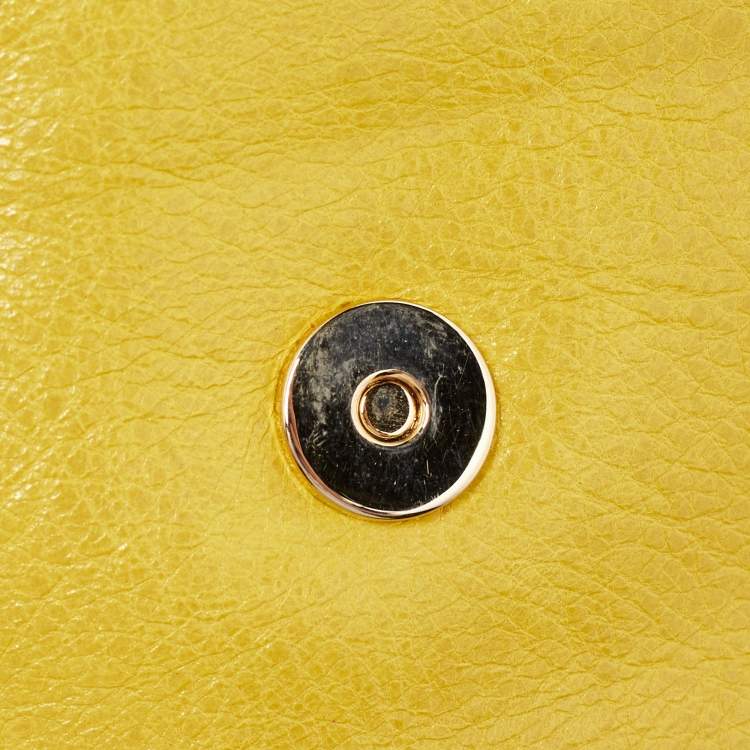 Pre Owned Balenciaga Yellow Leather RH Classic Envelope Clutch