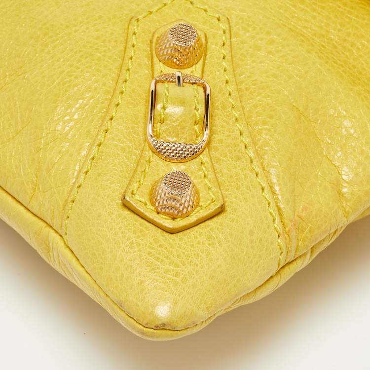 Pre Owned Balenciaga Yellow Leather RH Classic Envelope Clutch