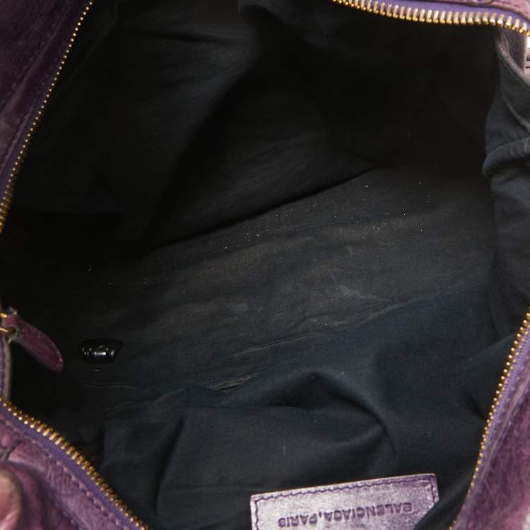 Pre Owned Balenciaga Purple Leather Midday GGH Midday Bag