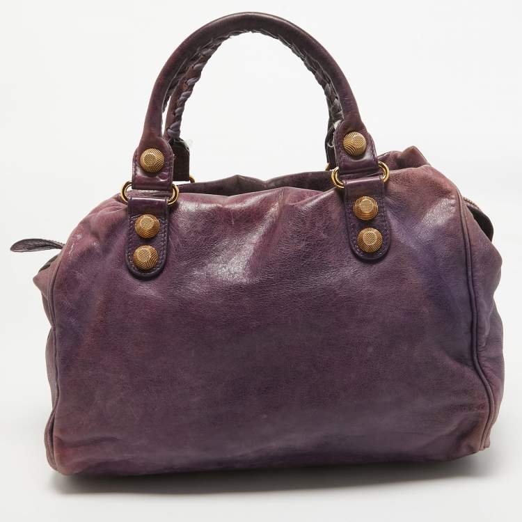 Pre Owned Balenciaga Purple Leather Midday GGH Midday Bag