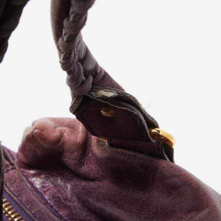 Pre Owned Balenciaga Purple Leather Midday GGH Midday Bag