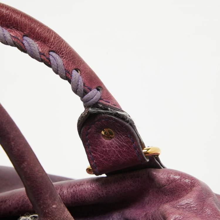 Pre Owned Balenciaga Purple Leather Midday GGH Midday Bag