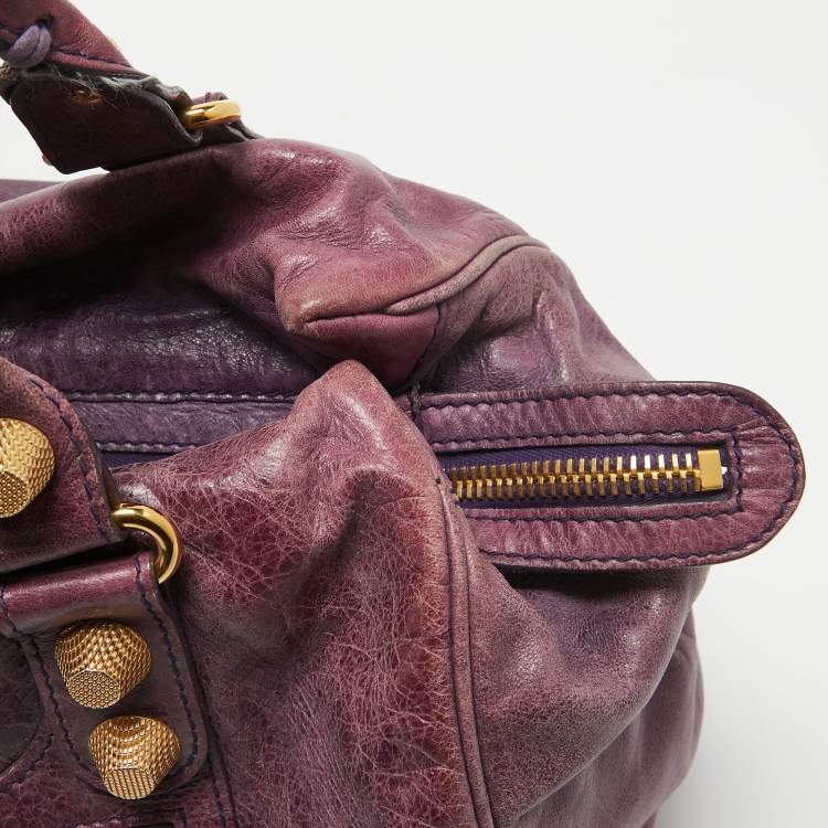 Pre Owned Balenciaga Purple Leather Midday GGH Midday Bag