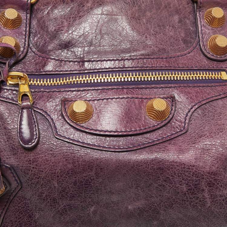 Pre Owned Balenciaga Purple Leather Midday GGH Midday Bag