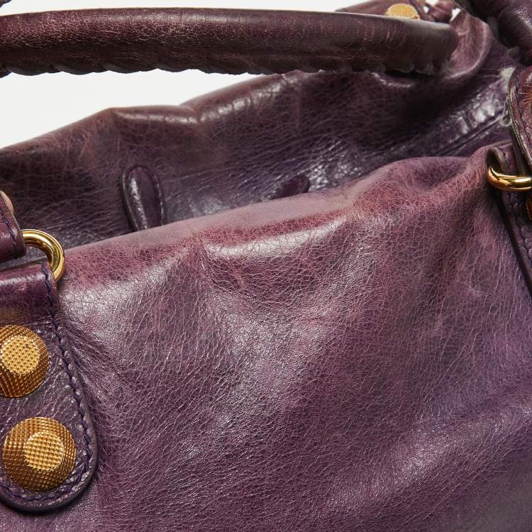 Pre Owned Balenciaga Purple Leather Midday GGH Midday Bag