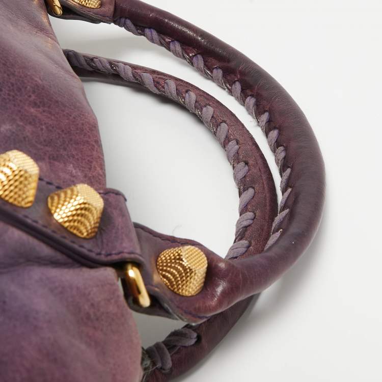 Pre Owned Balenciaga Purple Leather Midday GGH Midday Bag