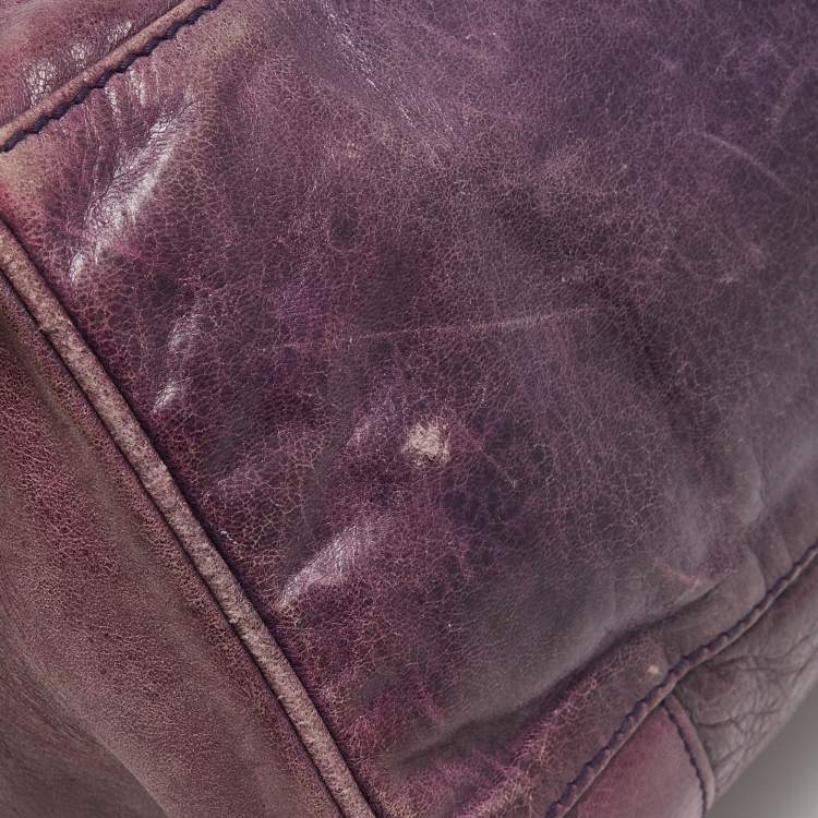 Pre Owned Balenciaga Purple Leather Midday GGH Midday Bag