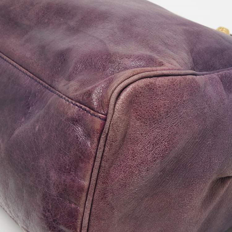 Pre Owned Balenciaga Purple Leather Midday GGH Midday Bag