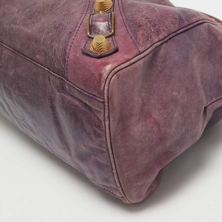 Pre Owned Balenciaga Purple Leather Midday GGH Midday Bag