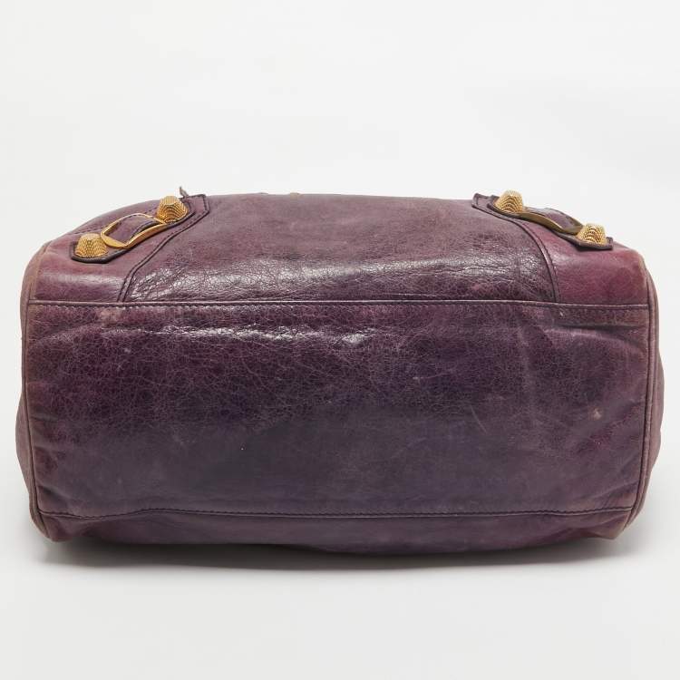 Pre Owned Balenciaga Purple Leather Midday GGH Midday Bag