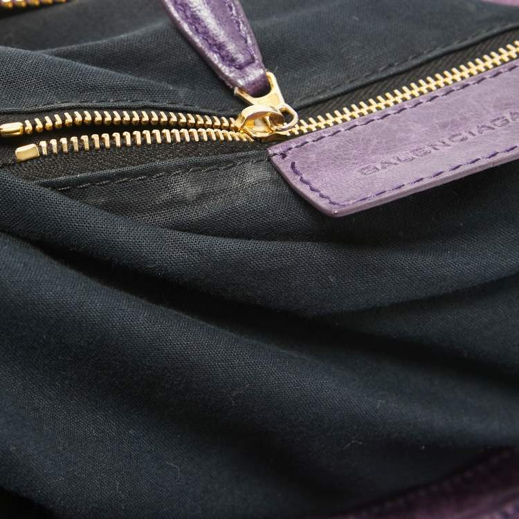 Pre Owned Balenciaga Purple Leather Midday GGH Midday Bag