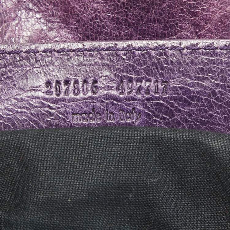 Pre Owned Balenciaga Purple Leather Midday GGH Midday Bag