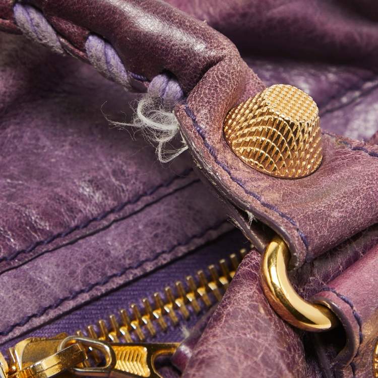Pre Owned Balenciaga Purple Leather Midday GGH Midday Bag