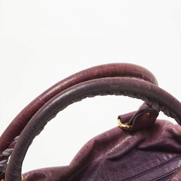 Pre Owned Balenciaga Purple Leather Midday GGH Midday Bag