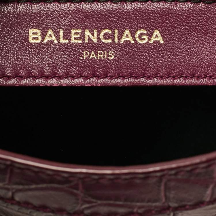 Pre Owned Balenciaga Purple Croc Embossed Leather Mini Classic City Bag