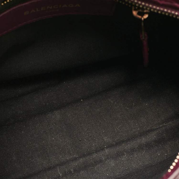 Pre Owned Balenciaga Purple Croc Embossed Leather Mini Classic City Bag