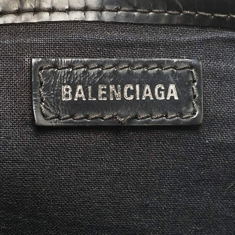 Pre Owned Balenciaga Black Canvas Leather Tote