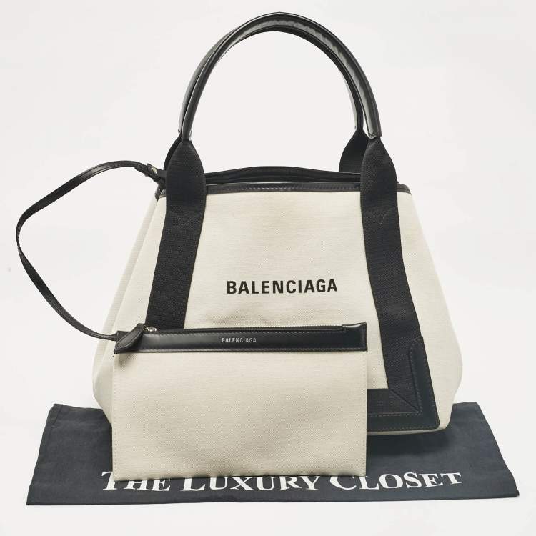 Pre Owned Balenciaga Black Canvas Leather Tote