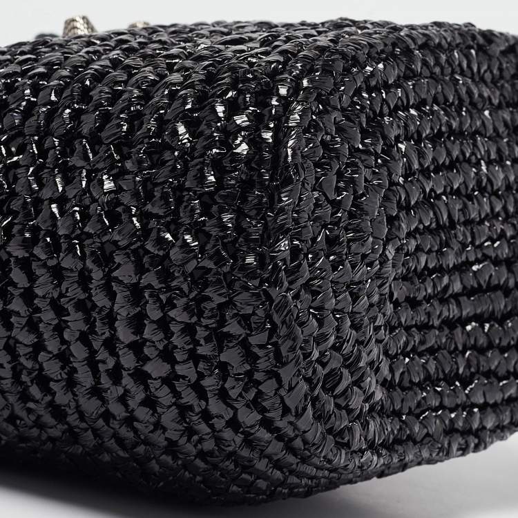Pre Owned Balenciaga Black Woven Leather and Straw Le Cagole Basket Tote