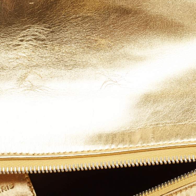 Pre Owned Balenciaga Gold Leather Bowling Bag