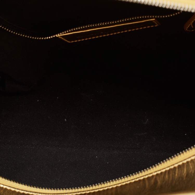 Pre Owned Balenciaga Gold Leather Bowling Bag
