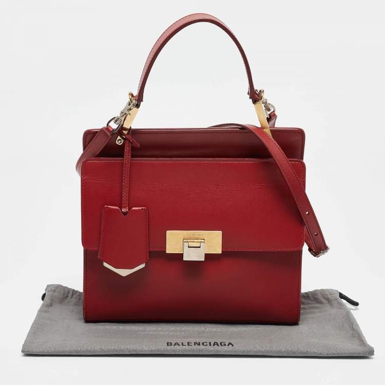 Pre Owned Balenciaga Red Leather Le Dix Cartable Top Handle Bag
