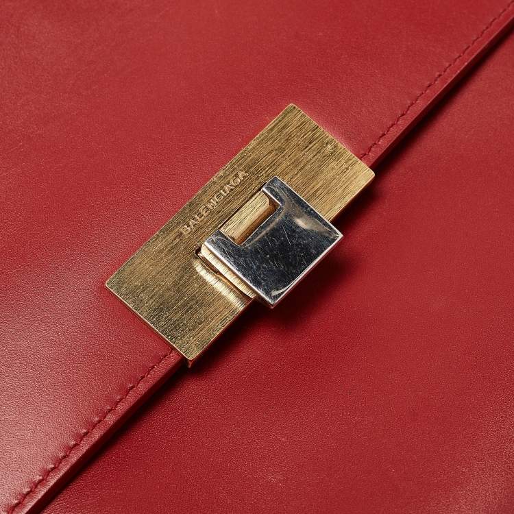 Pre Owned Balenciaga Red Leather Le Dix Cartable Top Handle Bag