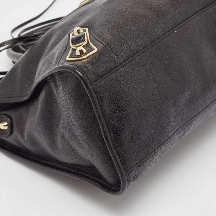 Pre Owned Balenciaga Black Leather Metallic Edge Classic City Bag