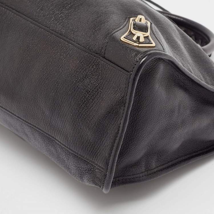 Pre Owned Balenciaga Black Leather Metallic Edge Classic City Bag