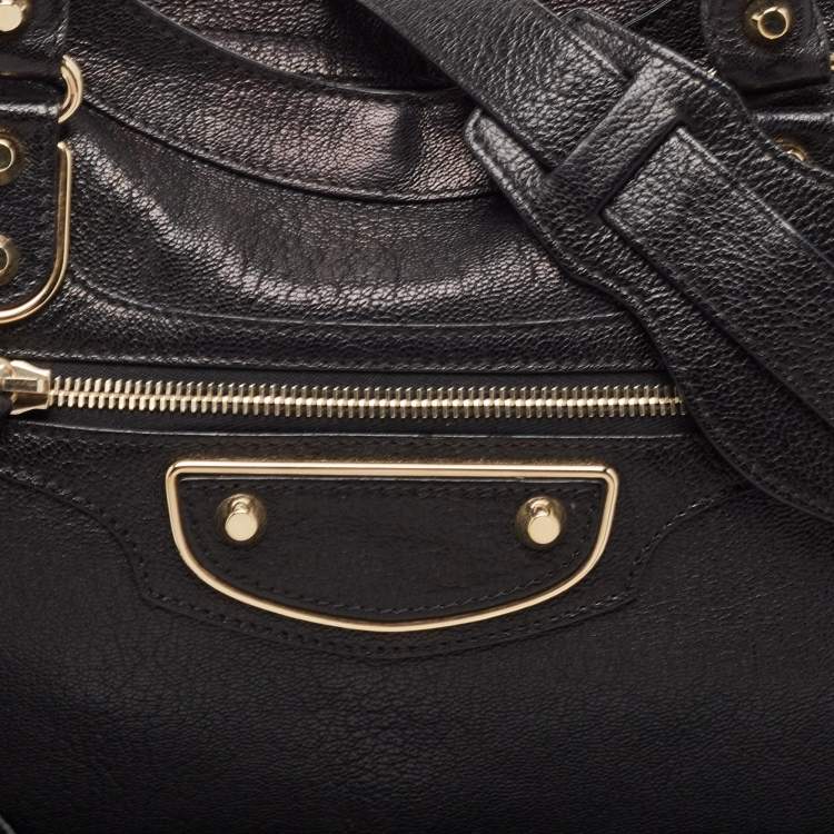 Pre Owned Balenciaga Black Leather Metallic Edge Classic City Bag