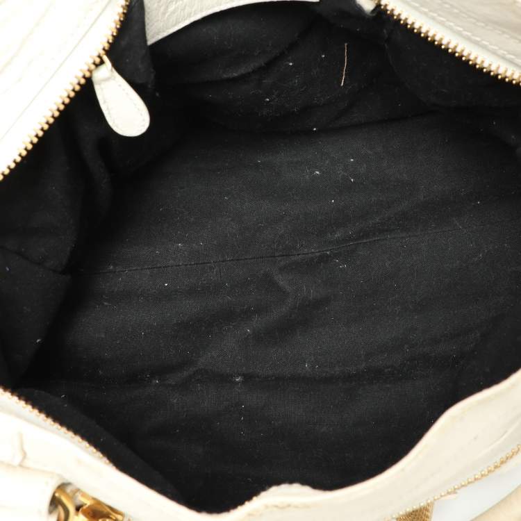 Pre Owned Balenciaga Cream Leather Giant 21 Motorcycle City Tote