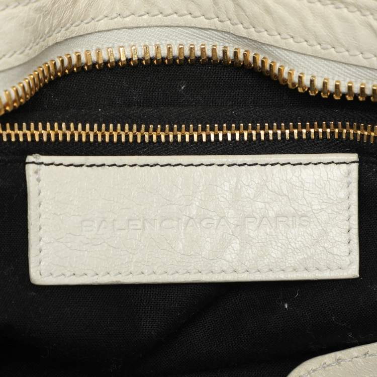 Pre Owned Balenciaga Cream Leather Giant 21 Motorcycle City Tote