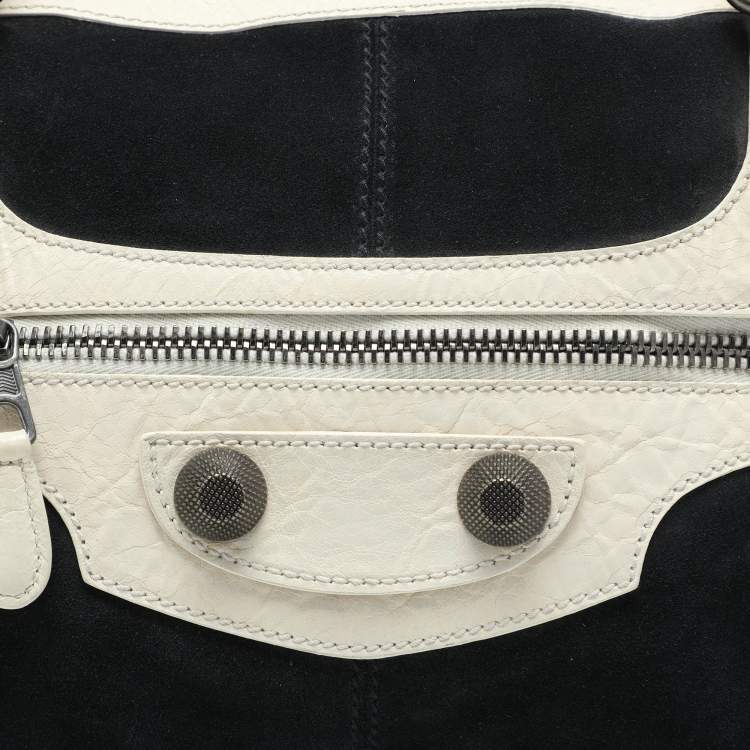 Pre Owned Balenciaga Navy Blue/Cream Suede and Leather Giant 21 Work Tote