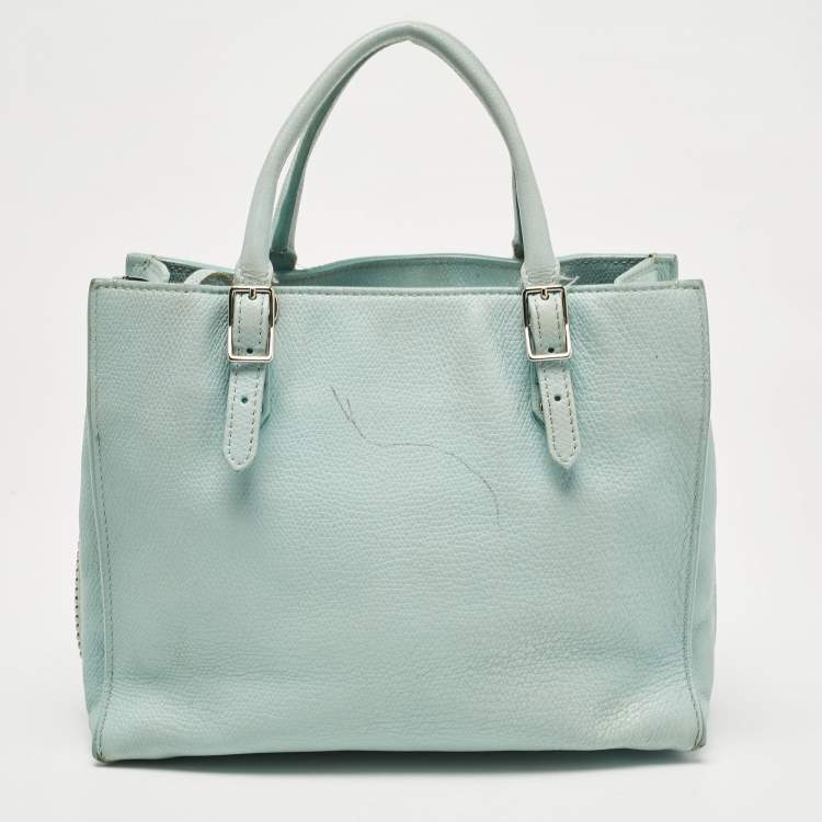 Pre Owned Balenciaga Light Turquoise Leather Mini Papier A4 Tote