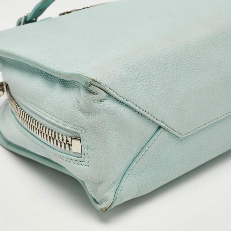Pre Owned Balenciaga Light Turquoise Leather Mini Papier A4 Tote