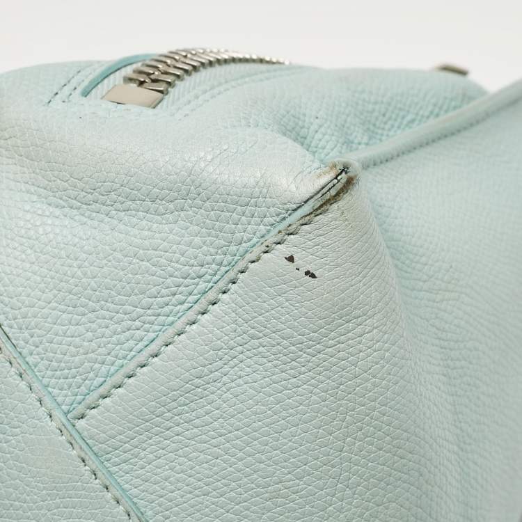 Pre Owned Balenciaga Light Turquoise Leather Mini Papier A4 Tote