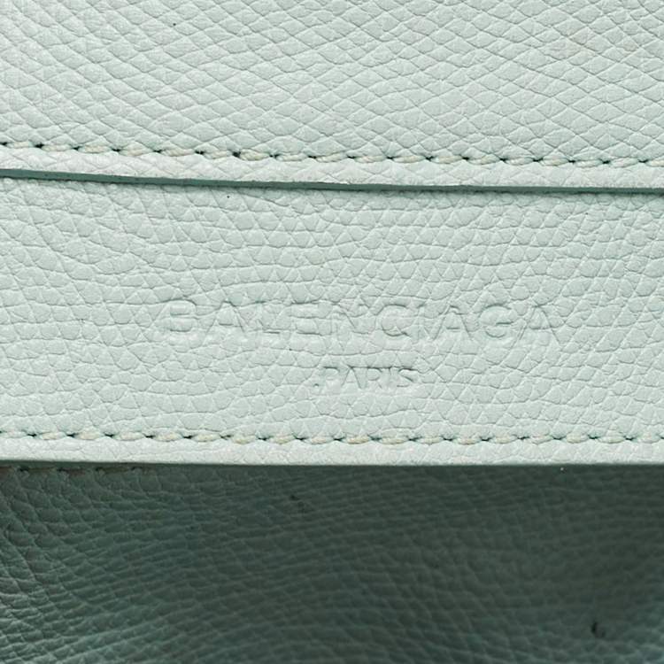 Pre Owned Balenciaga Light Turquoise Leather Mini Papier A4 Tote