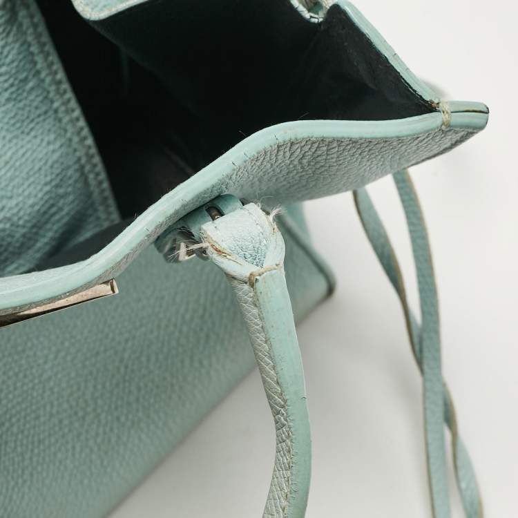 Pre Owned Balenciaga Light Turquoise Leather Mini Papier A4 Tote