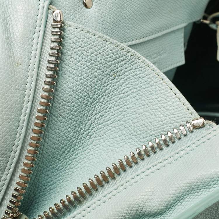 Pre Owned Balenciaga Light Turquoise Leather Mini Papier A4 Tote