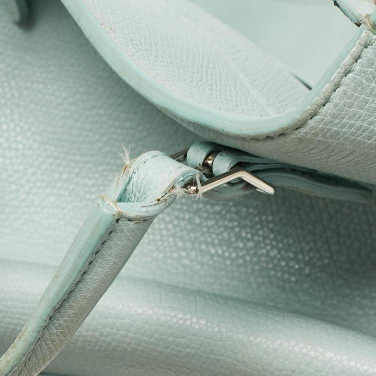 Pre Owned Balenciaga Light Turquoise Leather Mini Papier A4 Tote